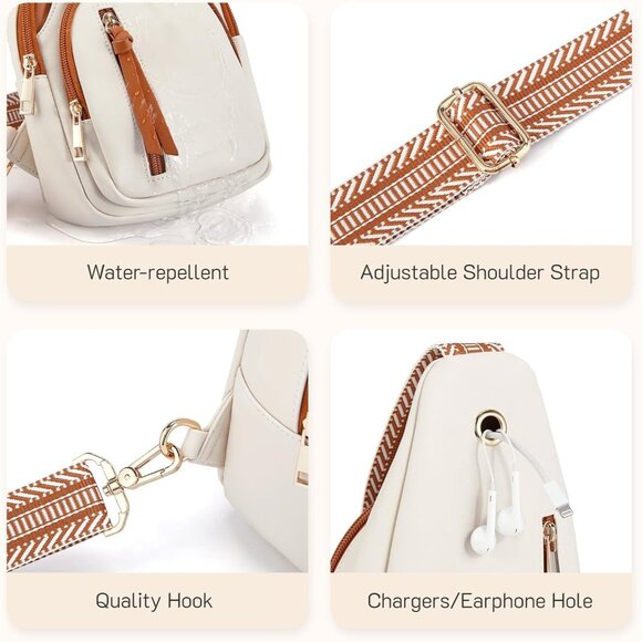 New Jet Black PU Leather Sling Bag, Quilted Crossbody Travel Bag with Tassel - Picture 6 of 6